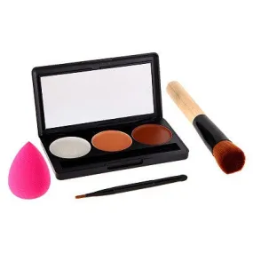 3 Colors Concealer Palette Oblique Head Makeup Brushes Teardrop-shaped Sponge Puff Primer Facial Concealer Contour Palette