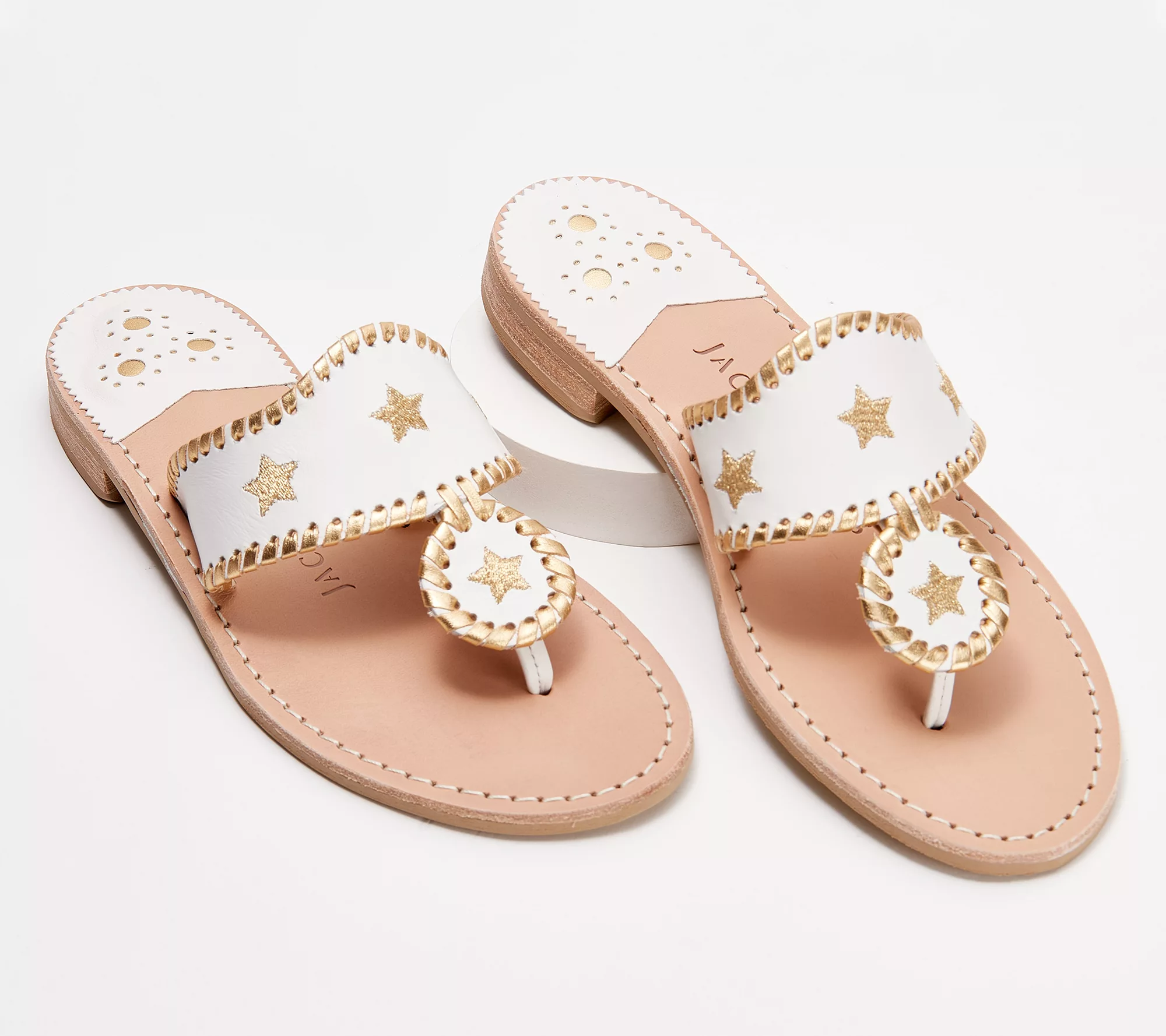 "As Is" Jack Rogers Leather Classic Jack Sandals - Stars