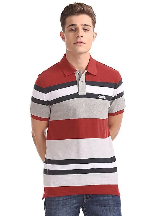 Aeropostale Striped Short Sleeve Polo Shirt