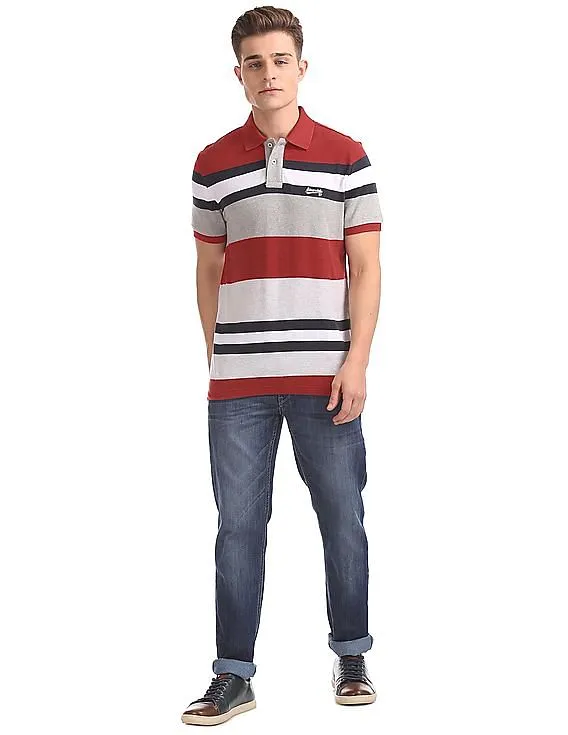 Aeropostale Striped Short Sleeve Polo Shirt