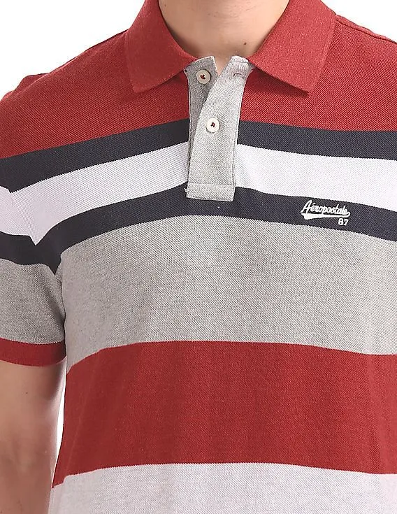 Aeropostale Striped Short Sleeve Polo Shirt