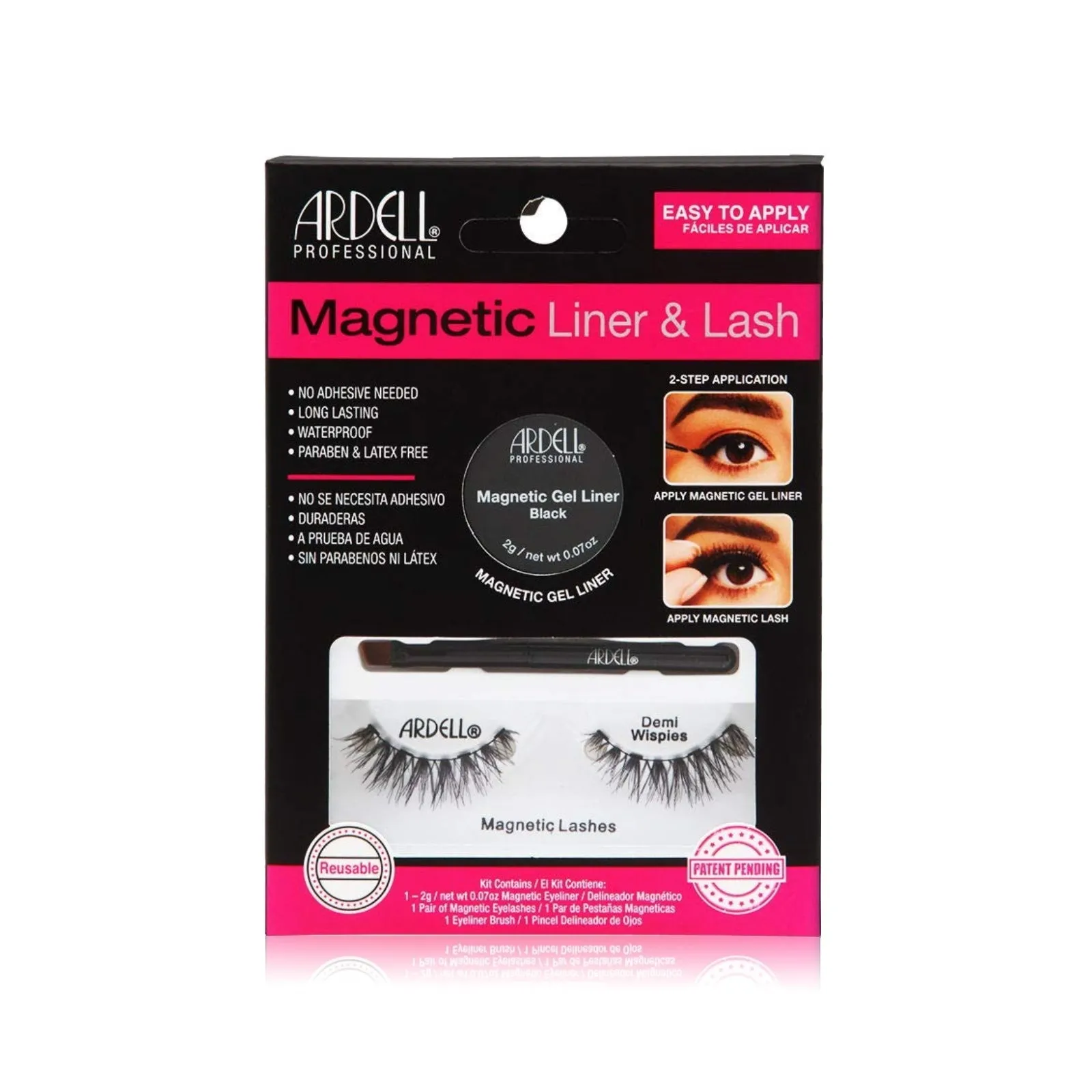 ARDELL Professional Magnetic Demi Wispies Real Hair False Eyelashes with Gel Eyeliner - Reusable Cat Eye Lashes