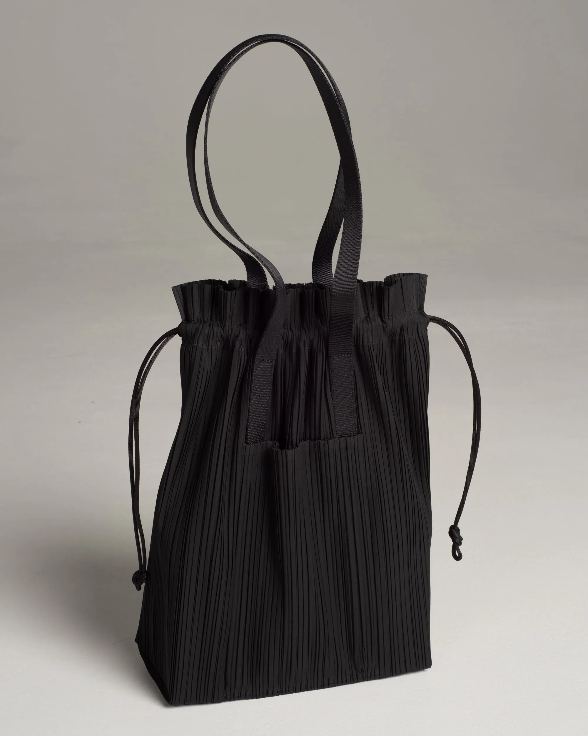 Black Pleated Drawstring Bag