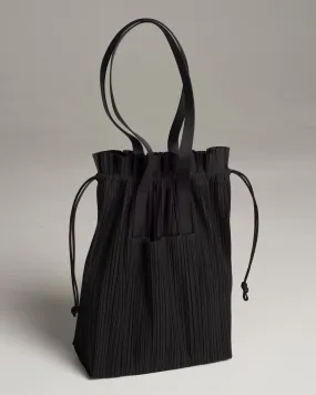 Black Pleated Drawstring Bag