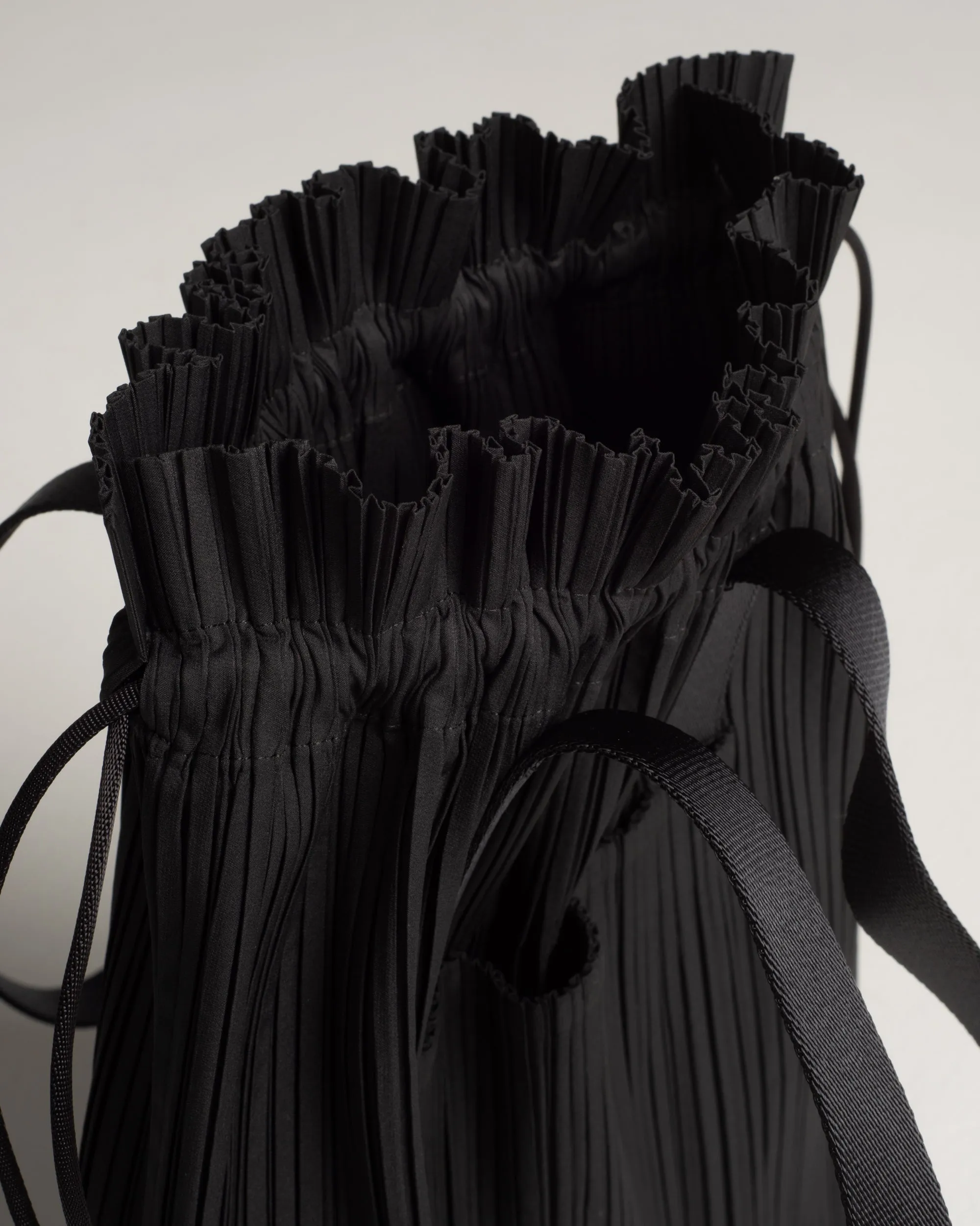 Black Pleated Drawstring Bag