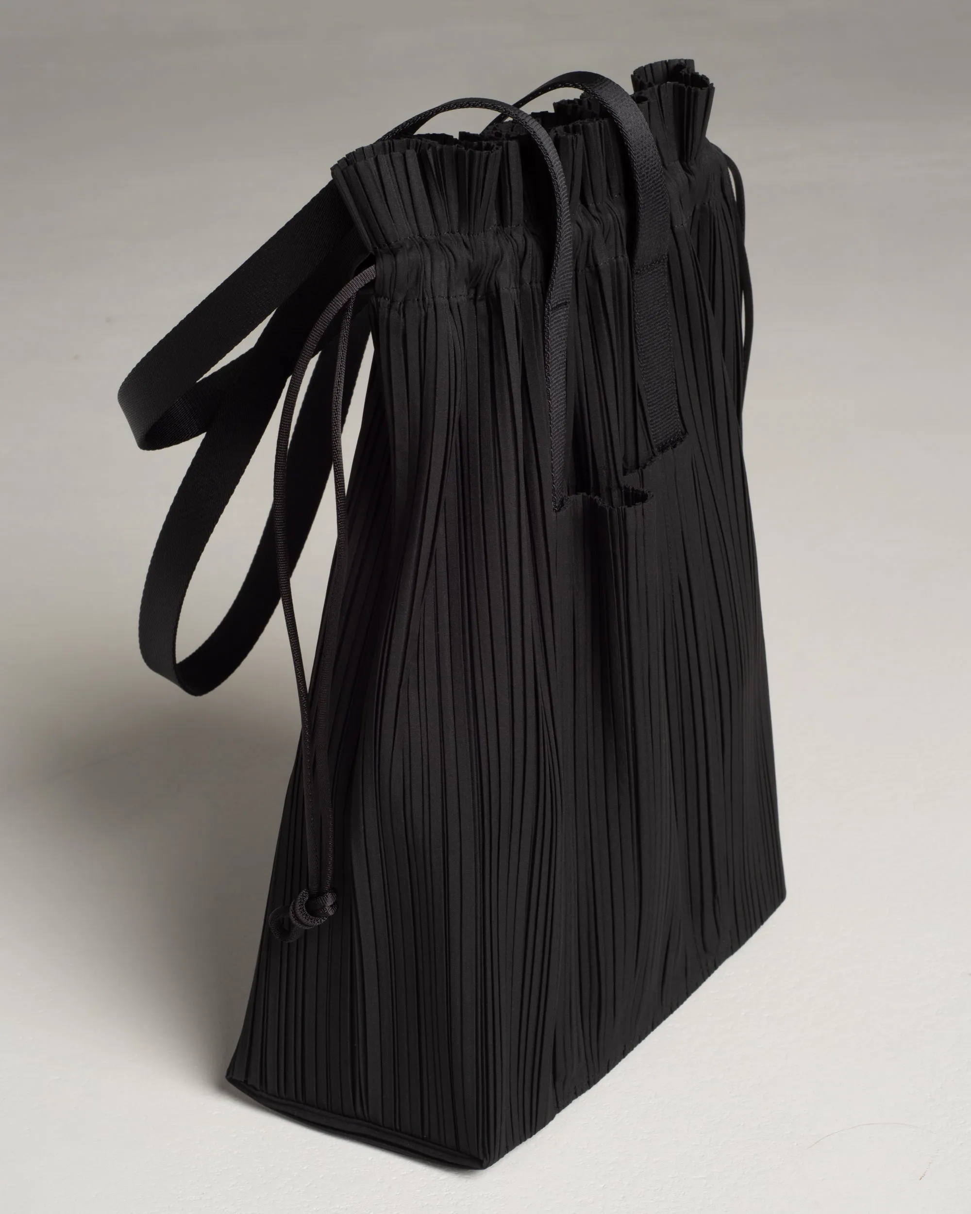 Black Pleated Drawstring Bag