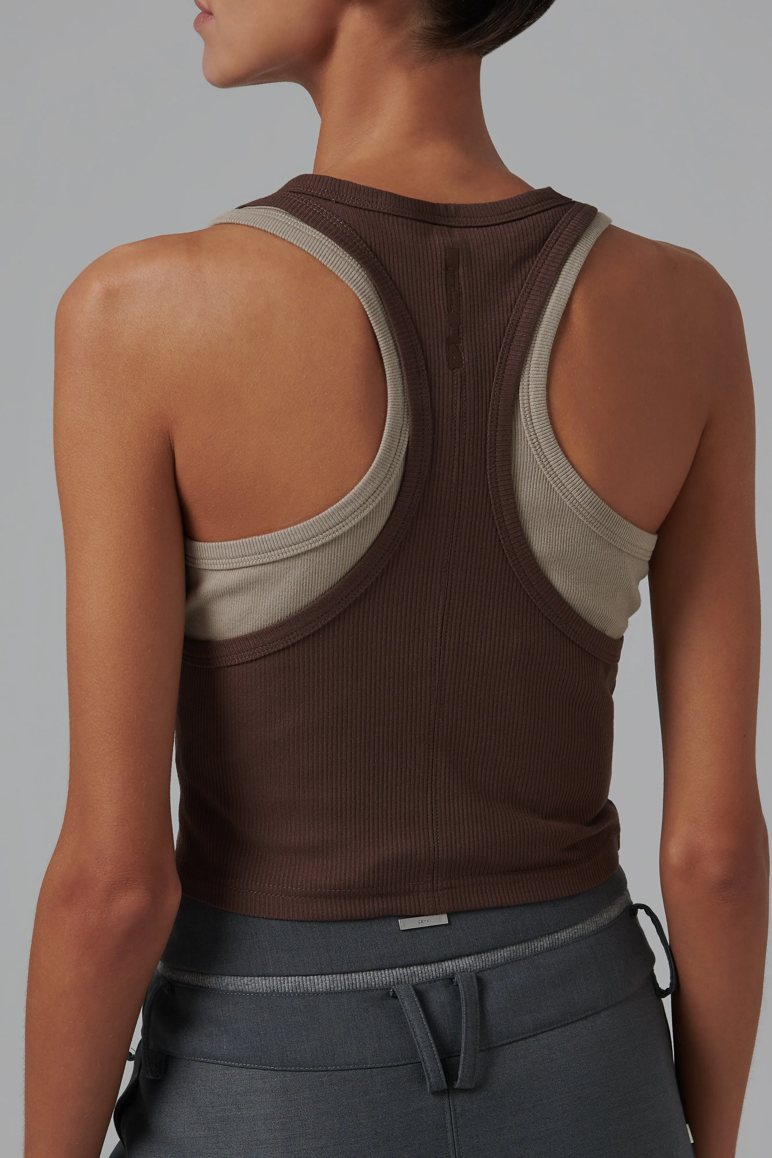 C2h4Khaki Easeful Layers Tank Top