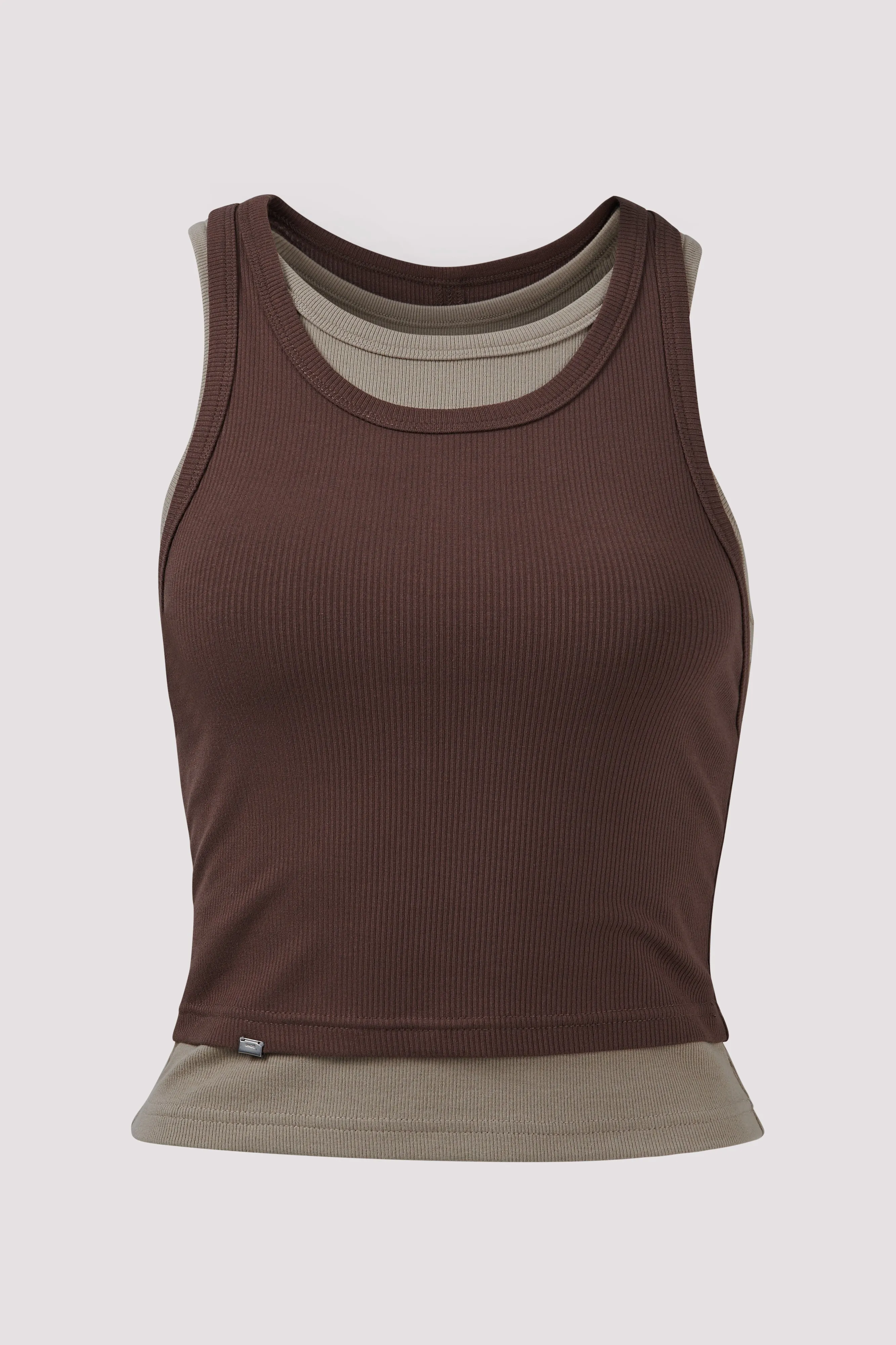 C2h4Khaki Easeful Layers Tank Top