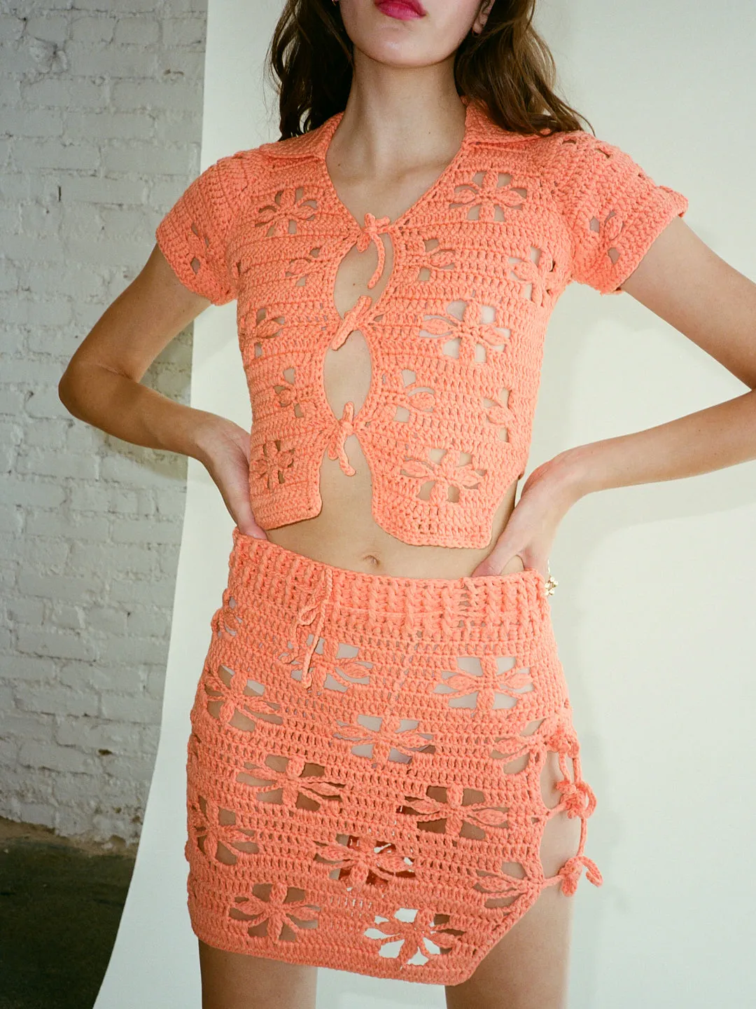 Cat Crochet Skirt - Orange