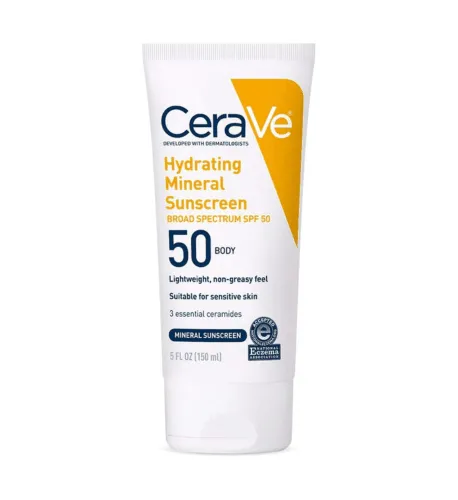 CeraVe 100% Mineral Sunscreen SPF 50 Body Sunscreen with Zinc Oxide & Titanium Dioxide for Sensitive Skin 5 oz