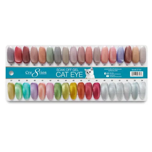 Cre8tion Cat Eye Nude Soak Off Gel 0.5oz - Full Set 36 Colors (#37 - #72) w/ 1 Round Shape Magnet, 1 Magnet Duo & 1 set Color Ch