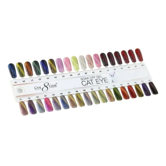 Cre8tion Cat Eye Soak Off Gel 0.5oz - Full Set 36 colors (#01 - #36) w/ 6 Top Diamond 0.5oz, 2 Magnet Duo & 1 set Color Chart