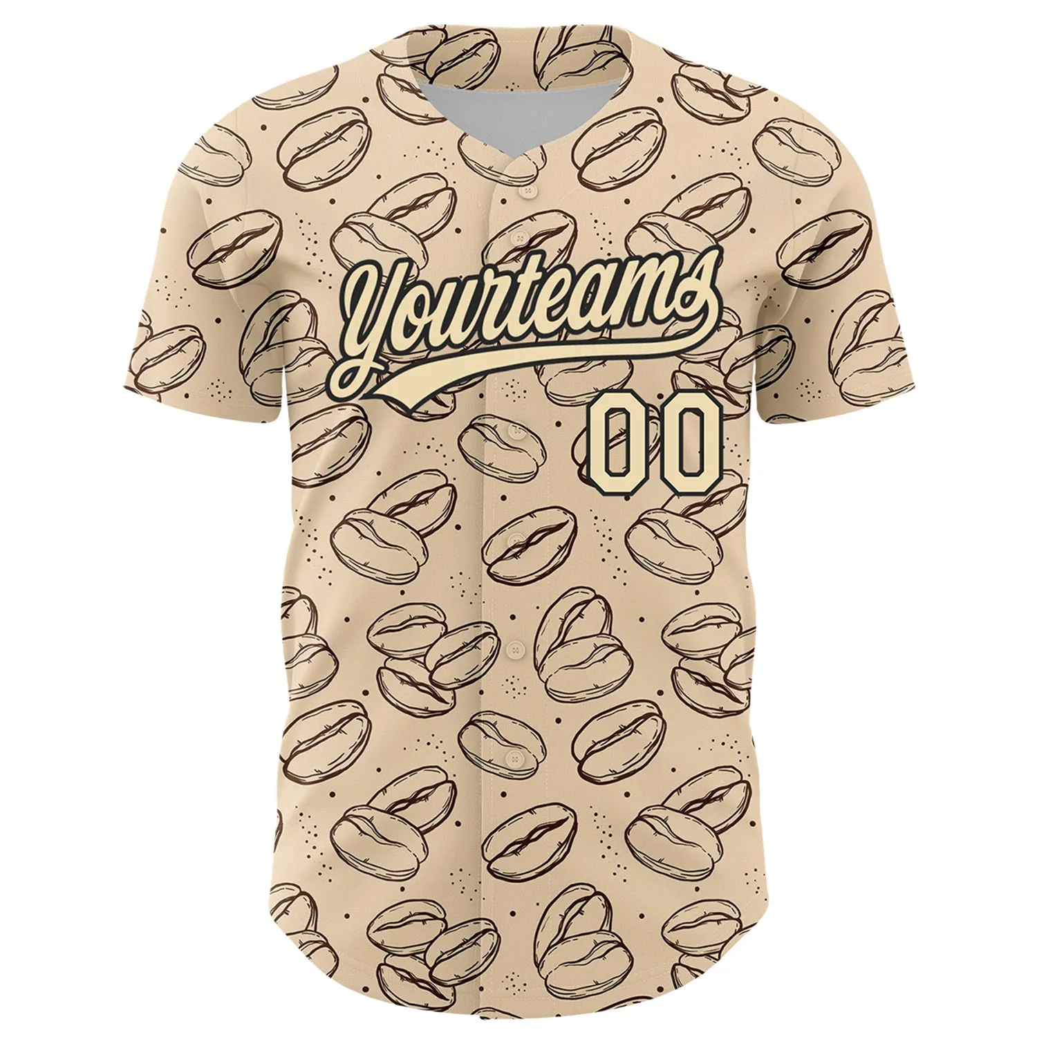 Custom City Cream Black 3D Pattern Design International Coffee Day Authentic Baseball Jersey