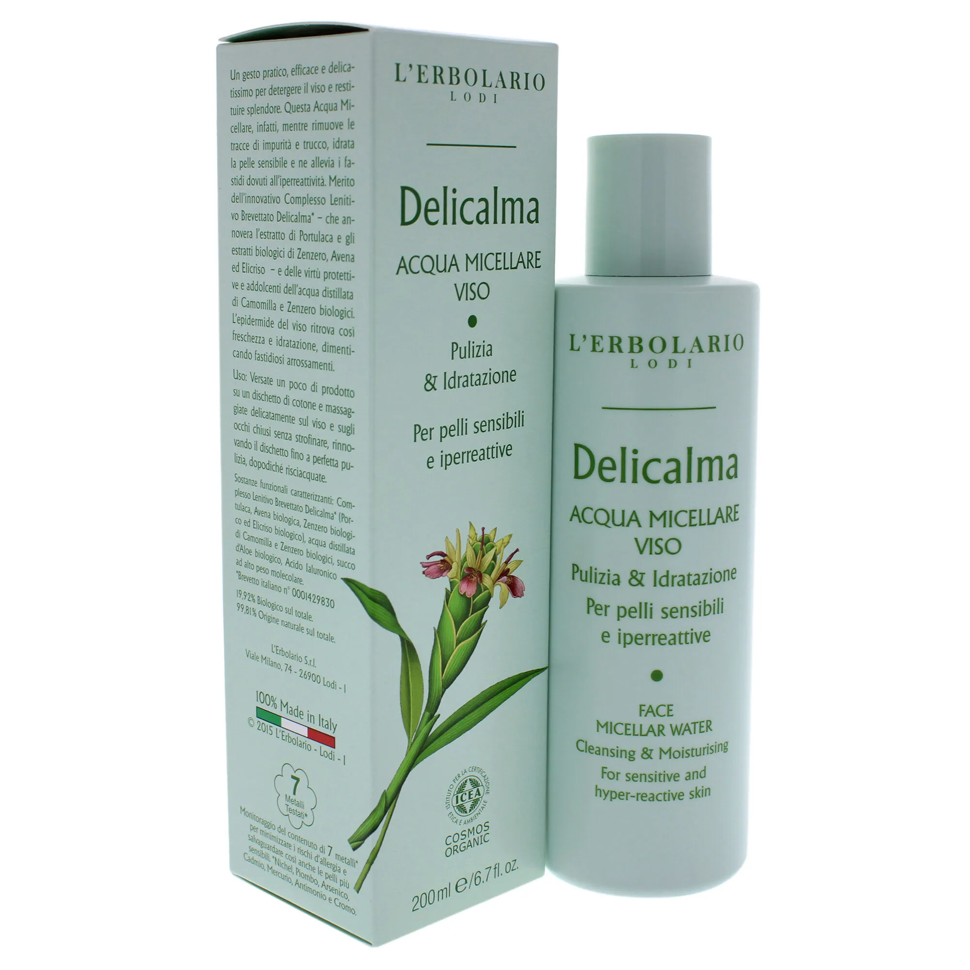 Delicalma Face Micellar Water by LErbolario for Unisex - 6.7 oz Cleanser