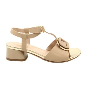 Elegant sandals on the post Sergio Leone SK706 Coffee beige