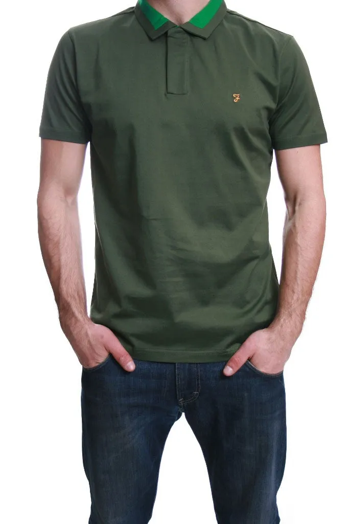 Farah Higgins Contrast Forest Green Polo