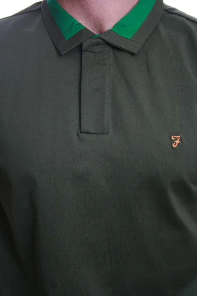 Farah Higgins Contrast Forest Green Polo