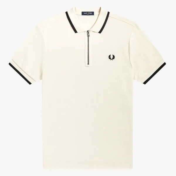 Fred Perry Half Zip Polo - Ecru