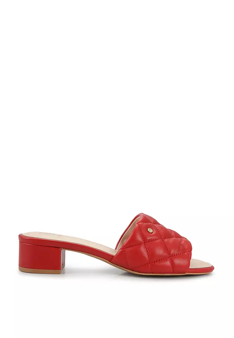 HOPE ROSA Hope Rosa Venus Red Quilted Leather Slide Sandals