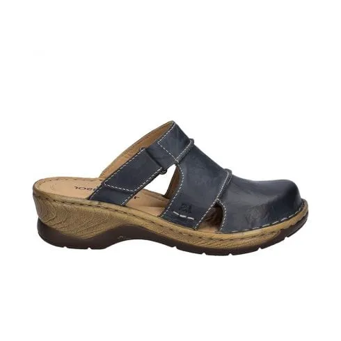 Josef Seibel Catalonia 84 | Dunkelblau Navy Leather | Womens Mule Sandals