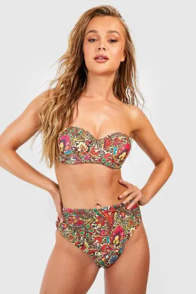 Leopard Paisley High Waisted Bikini Brief