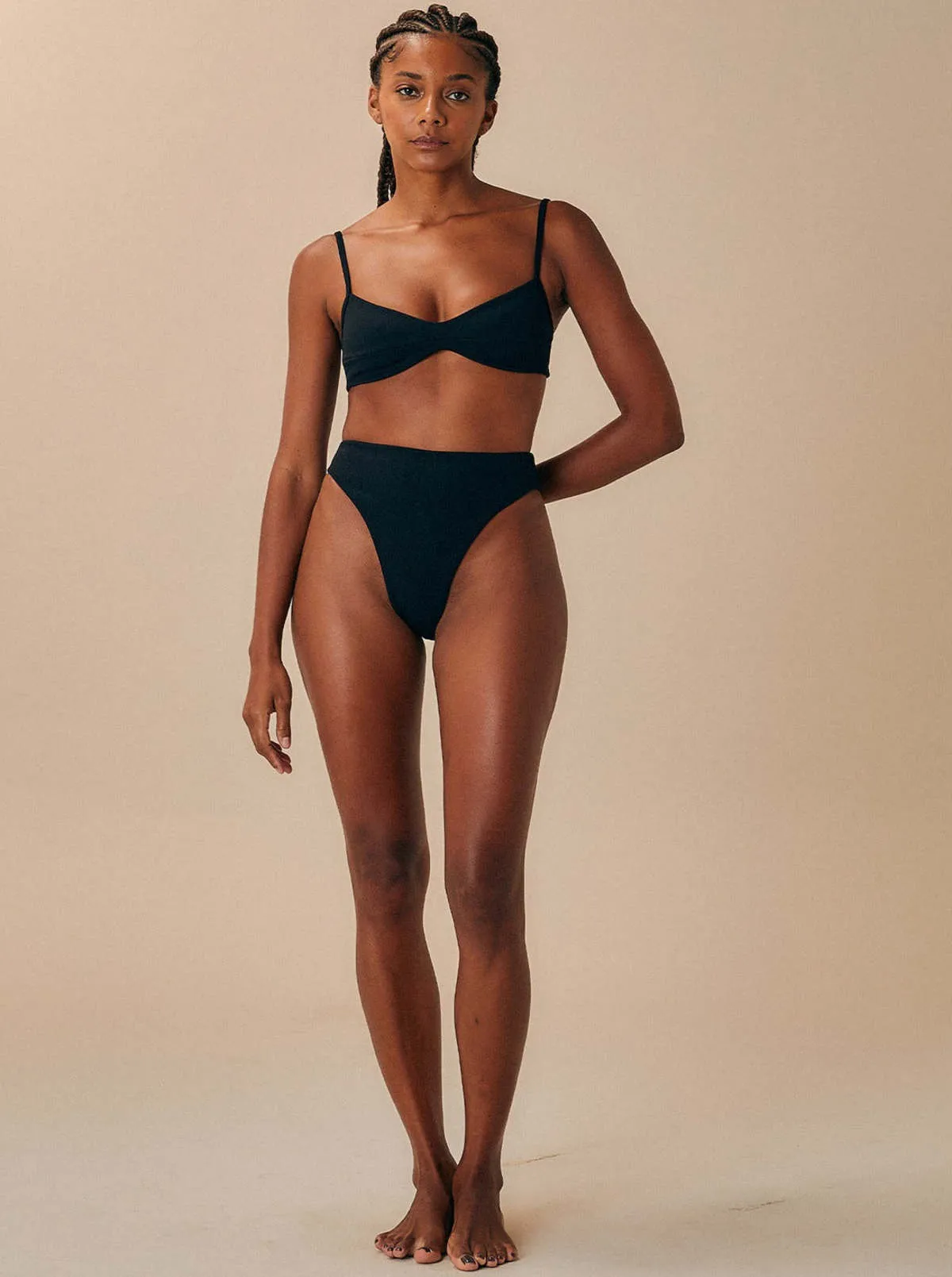 Mah High Waisted Bikini Bottom - Black