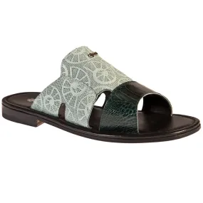 Mauri 1214/2 Ostrich Leg / Karung Embossed Sandals Petrol (Special Order)