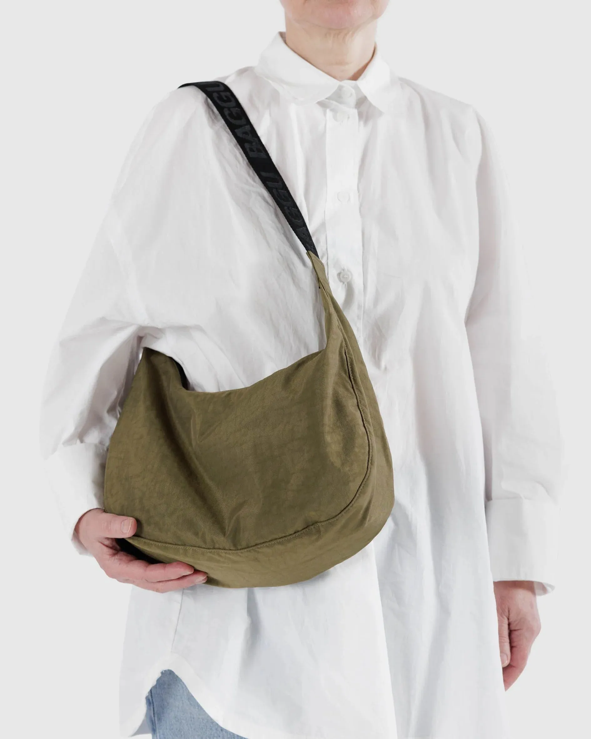 Medium Nylon Crescent Bag - Olive