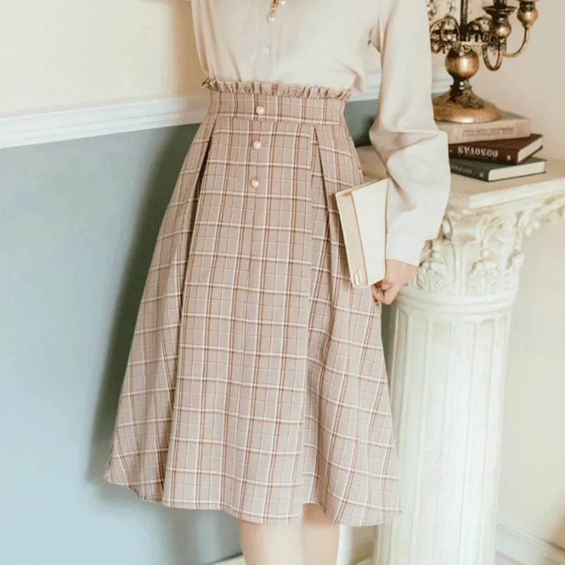 Milk Tea Plaid Skirt