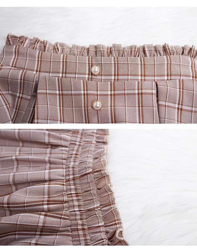 Milk Tea Plaid Skirt