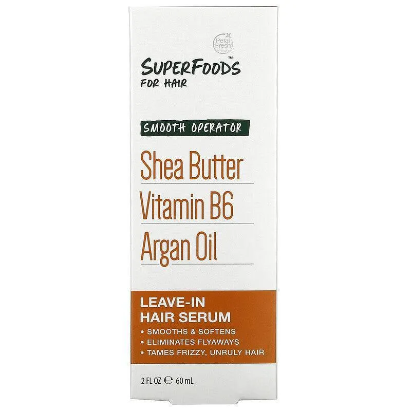 Petal Fresh Super Foods Smooth Operator Shea Butter, Vitamin B6, Argan Oil Leave In Hair Serum, 2oz