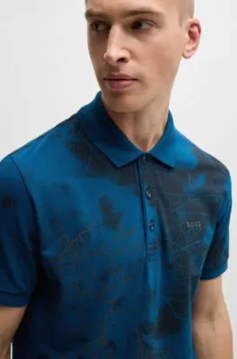 Polo shirt with decorative reflective print