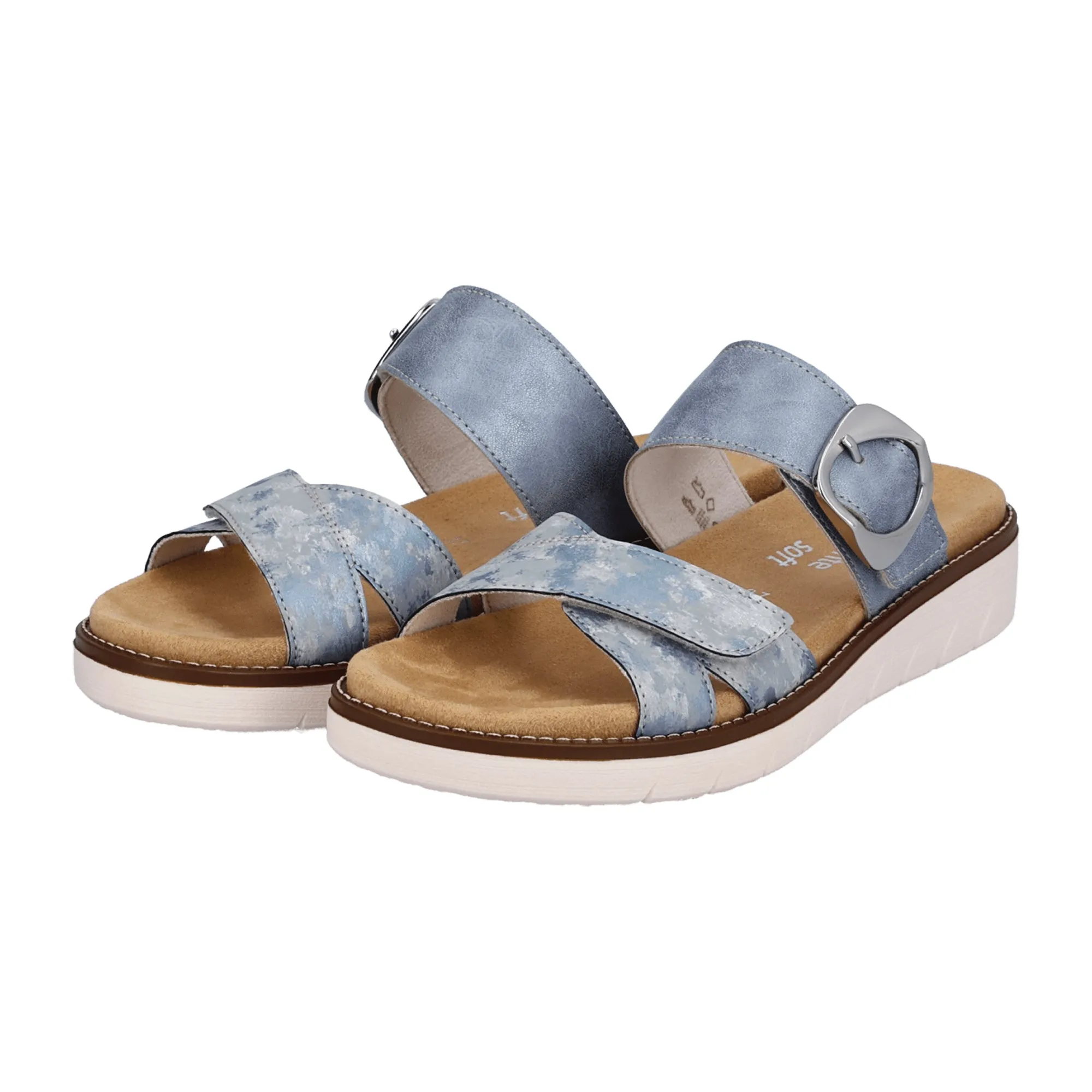 Remonte Women's Blue Slip-On Sandals Comfortable Lightweight Faux Leather