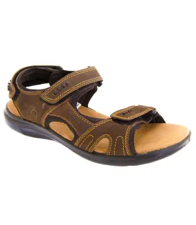 Roamers Mens 3 Touch Fastening Padded Sports Sandals (Brown) - UTDF801