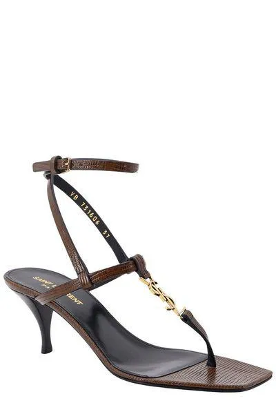 SAINT LAURENT Cassandra Snake Embossed Leather High-Heeled Sandals - 7cm