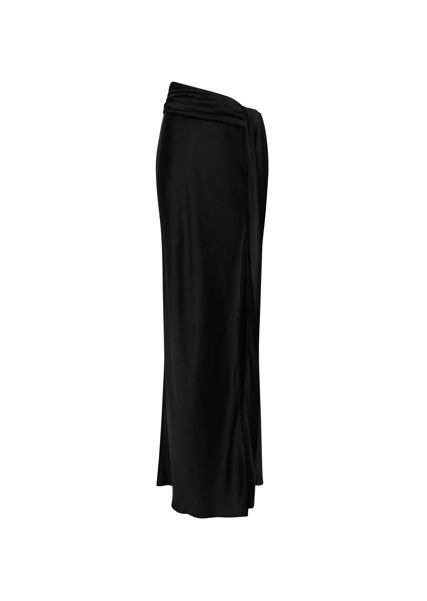 --Satin Asymmetric Maxi Skirt-