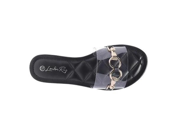 SCOTH -  Clear Buckled Quilted Slides / Flat sandals for women