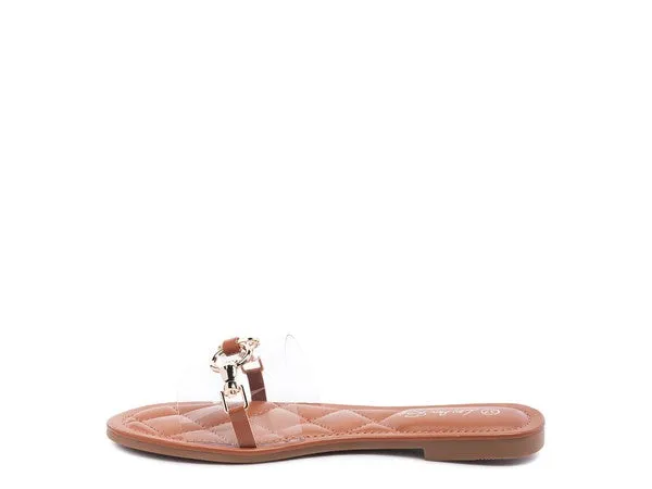 SCOTH -  Clear Buckled Quilted Slides / Flat sandals for women