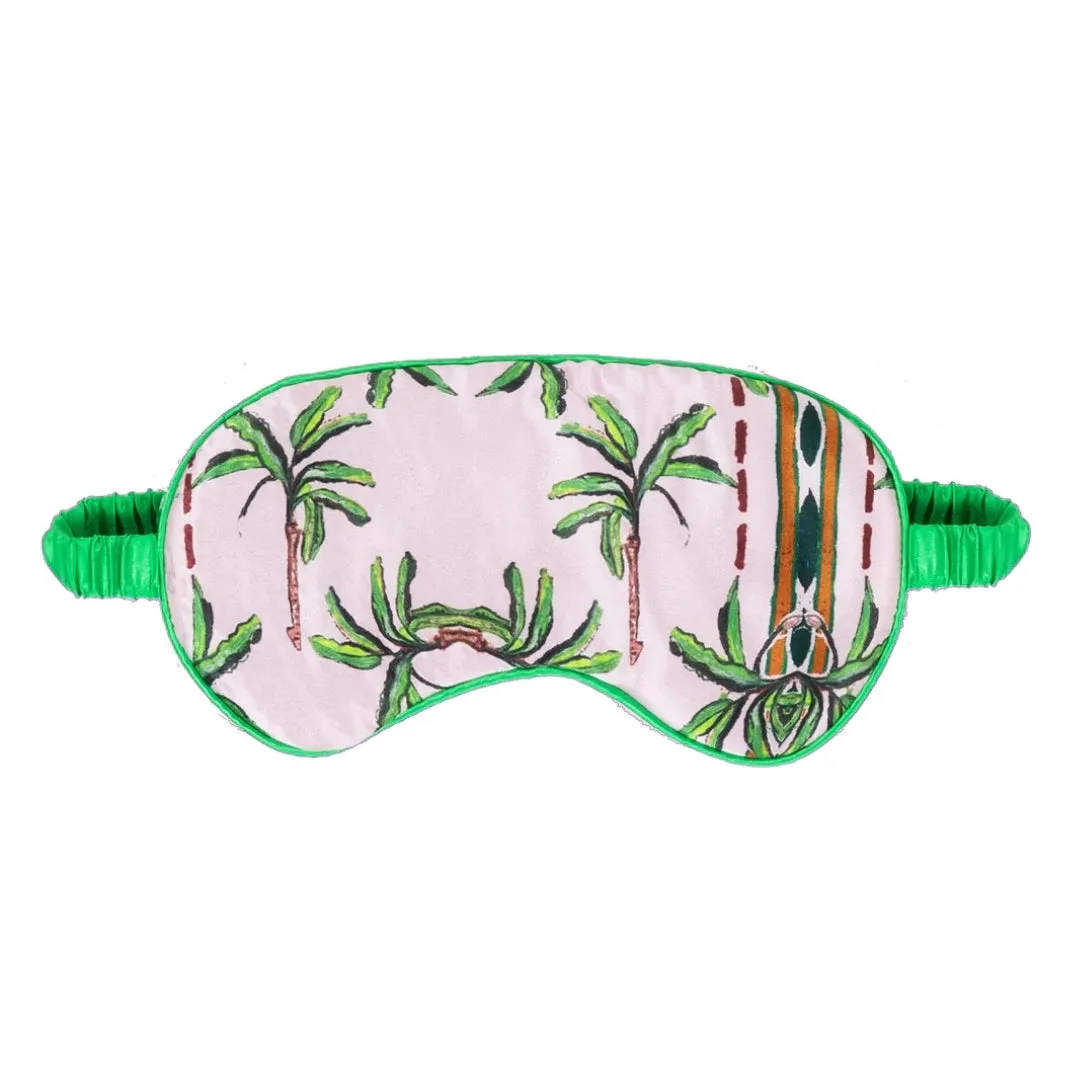 Silk Eye Mask - Pink Palm With Gift Box