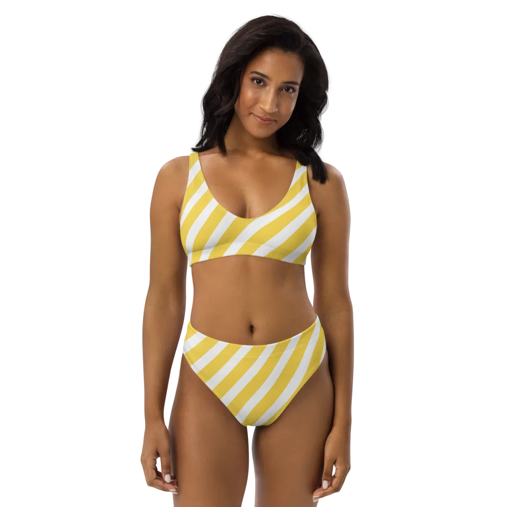 Summer Stripe Recycled High-Waisted Bikini Set