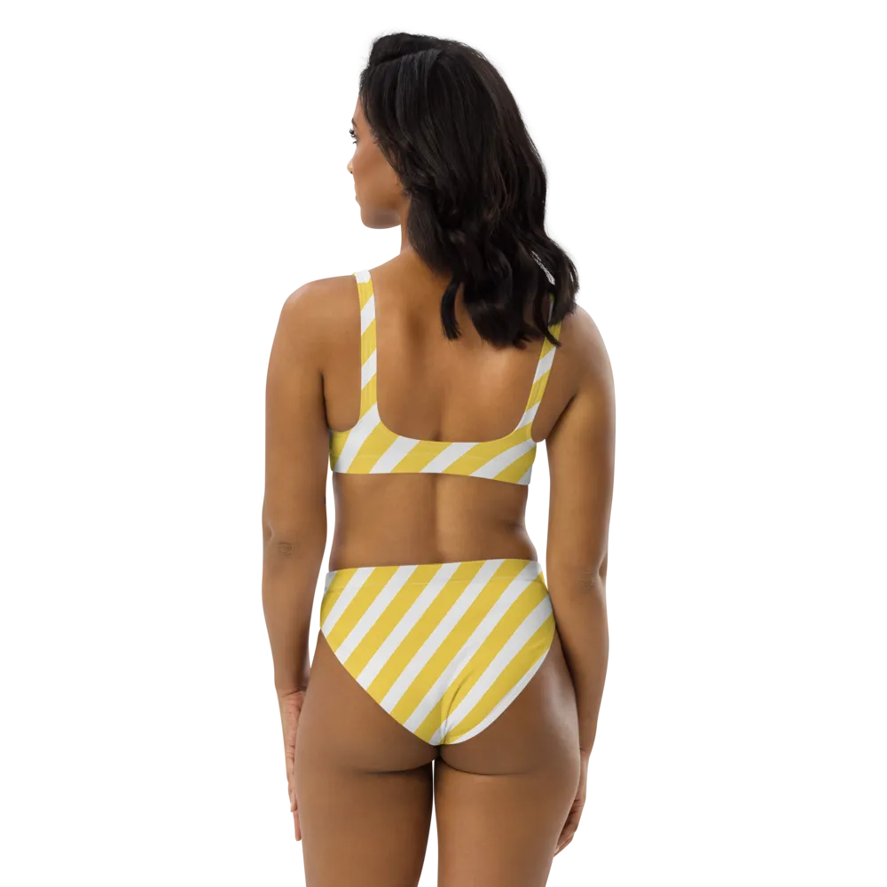 Summer Stripe Recycled High-Waisted Bikini Set