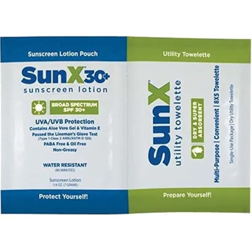 Sun-X SPF 30+ Sunscreen Towelettes 25/Box 71440