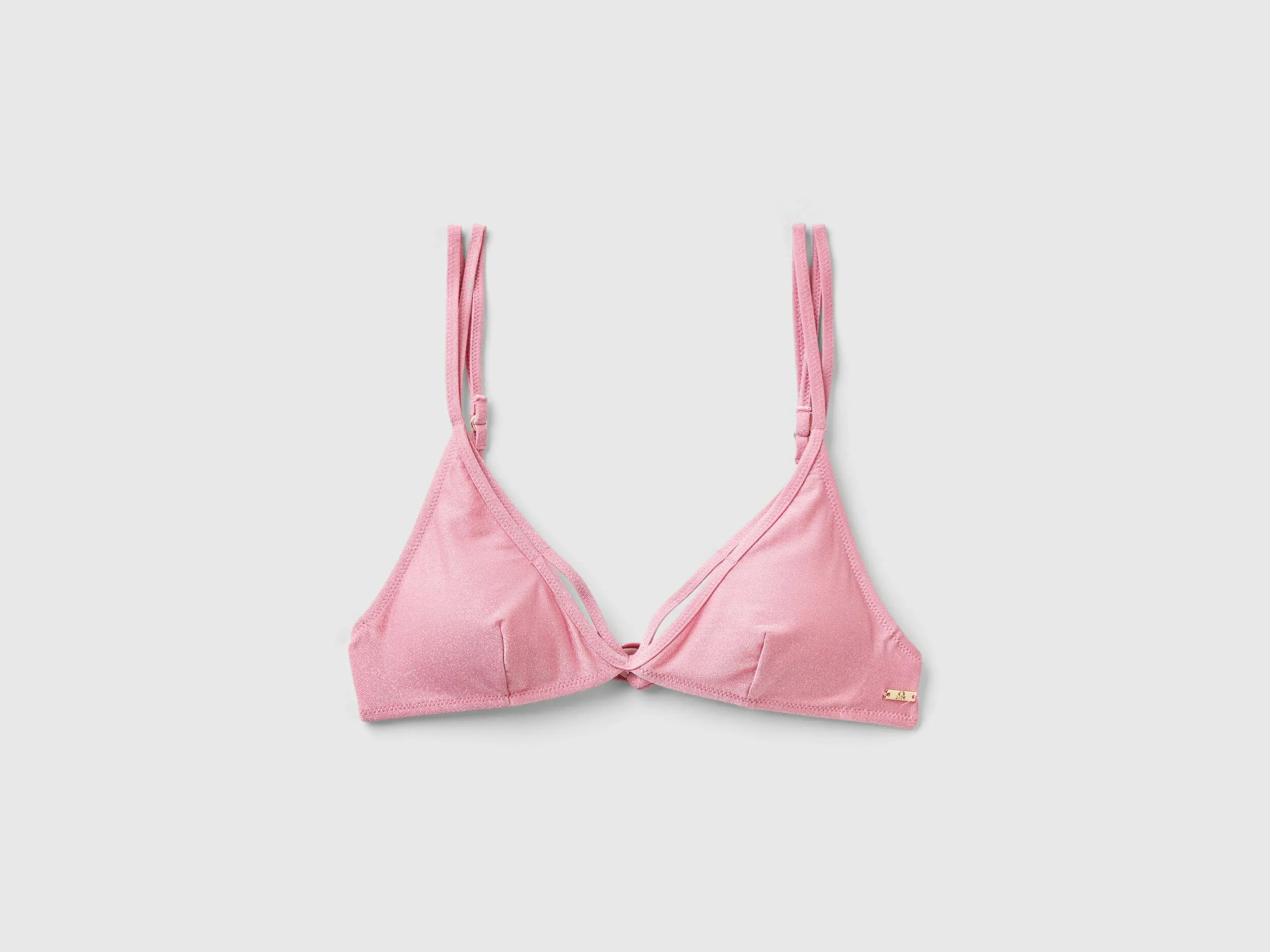 Triangle bikini top with lurex - Pink | Benetton