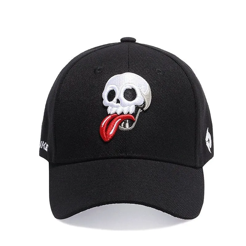 Unisex Fashion Embroidery Skull Tongue Sunscreen Snapback Baseball Cap