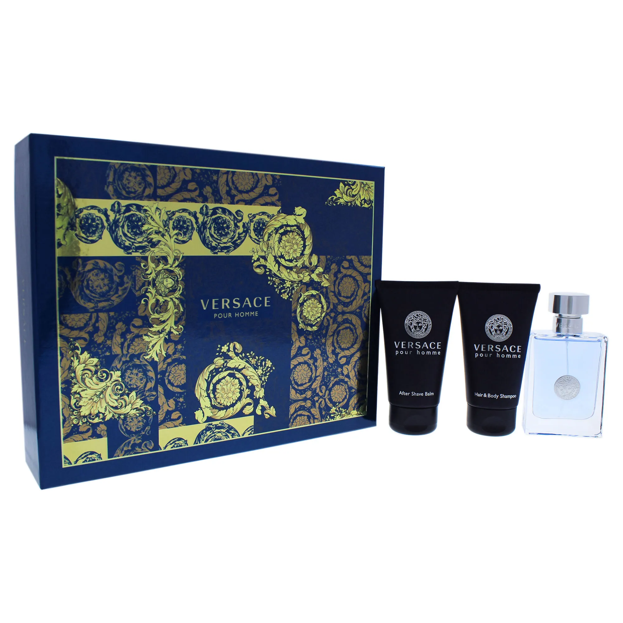 Versace Pour Homme by Versace for Men - 3 Pc Gift Set 1.7oz EDT Spray, 1.7oz Hair and Body Shampoo, 1.7oz After Shave Balm