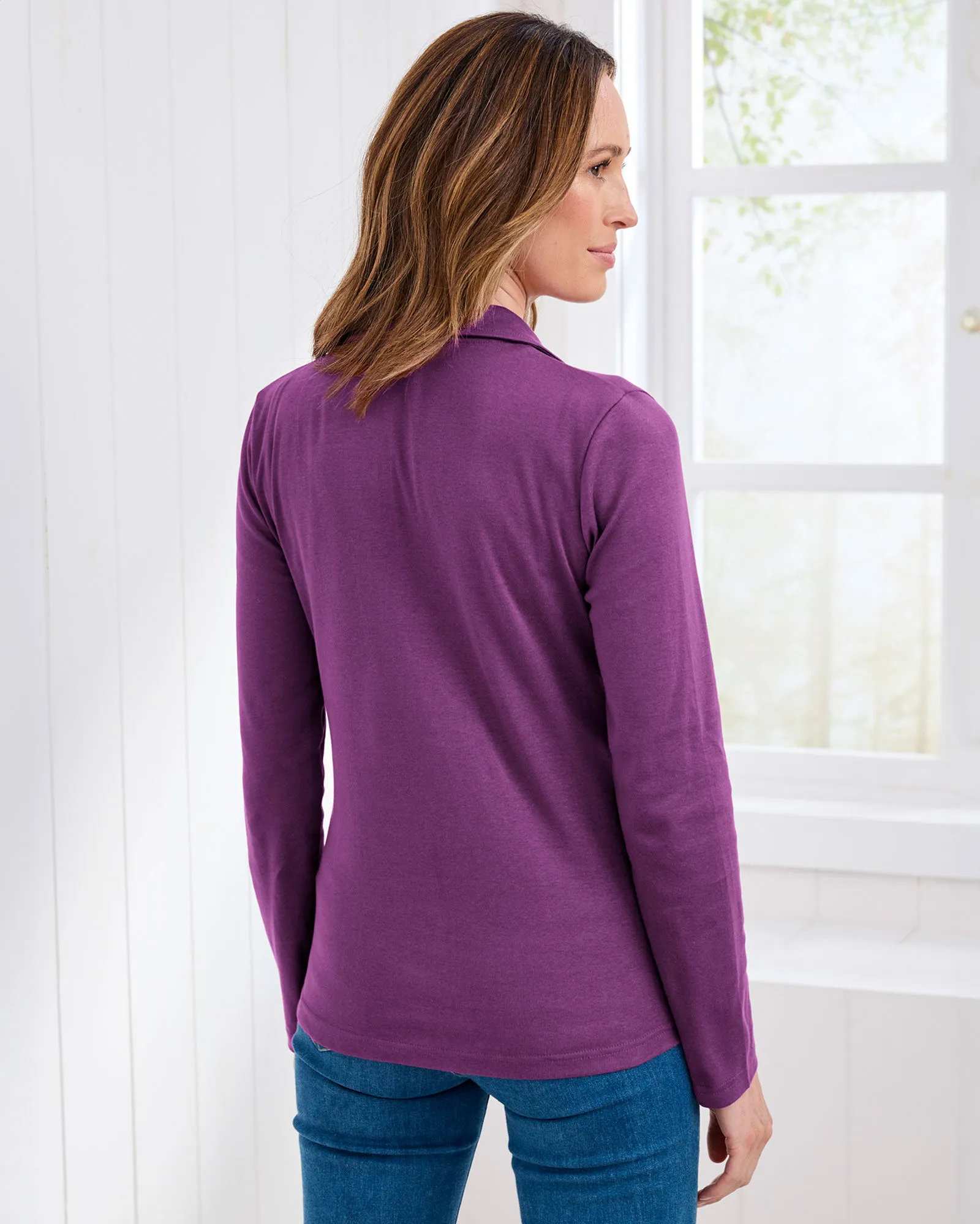 Wrinkle Free Long Sleeve Polo Top