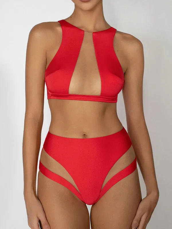 ZASUWA Female Sexy Mesh Beach Bikini Set