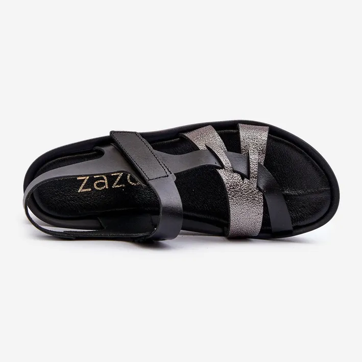 Zazoo 40397 Women's Leather Sandals on the Platform, Black